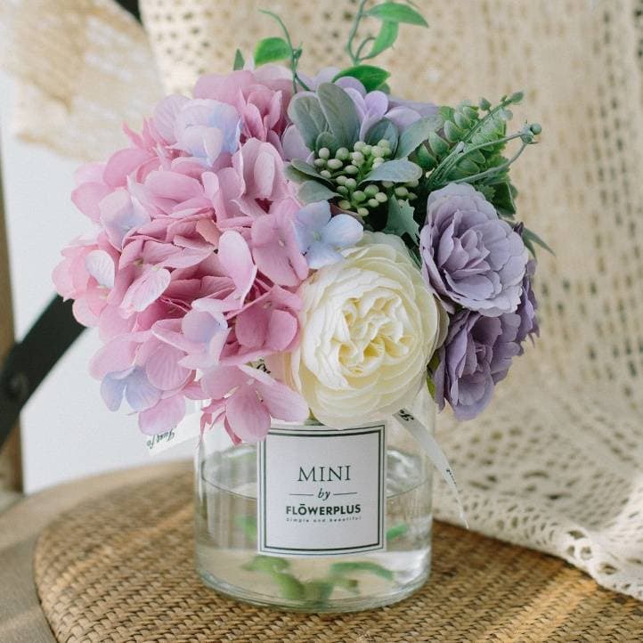 Living room transparent flower vase creative hydrangea artificial flower ornaments table flower art artificial flower set