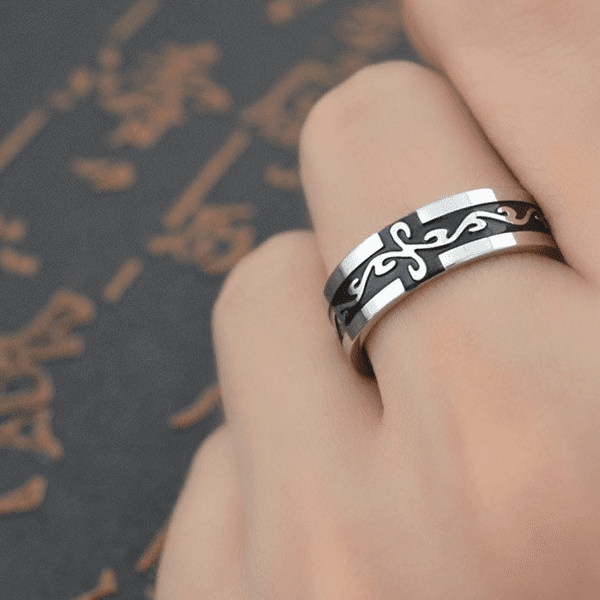 Chinese style dragon pattern ring retro men's titanium steel ring trendy men's hand jewelry