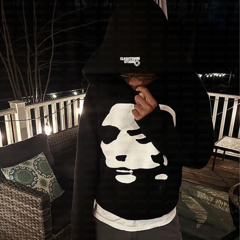 Men's Clothing fashion street fashion Harajuku Gothic style hoodie abstract print pullover sweater wholesale men and women