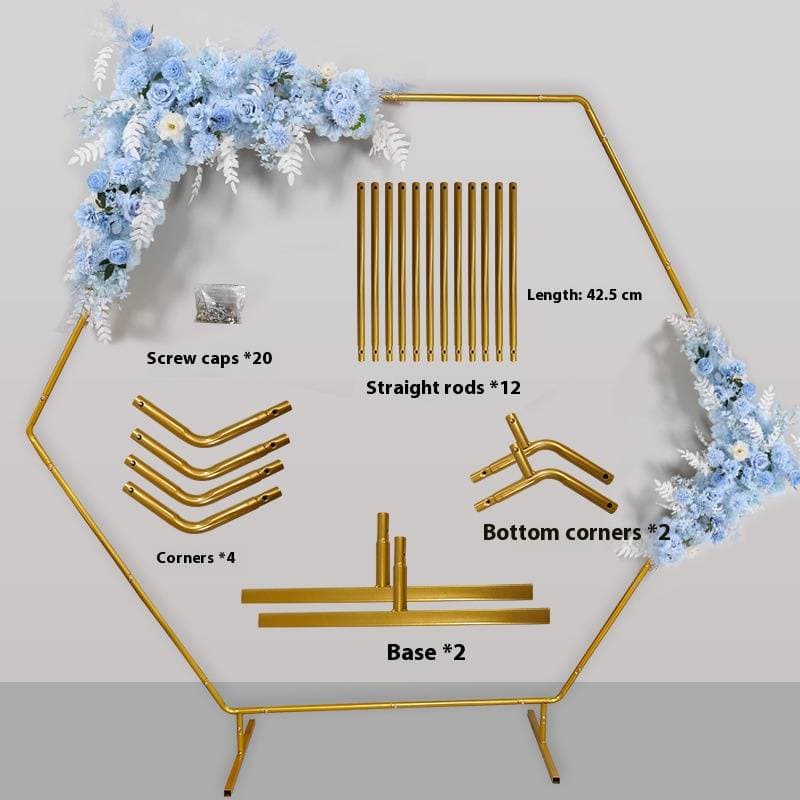 ​​Hexagonal Iron Balloon Arch Stand For Weddings & Parties – Rustic, Modern & Boho Styles – Durable Metal Frame For Outdoor/Indoor Events