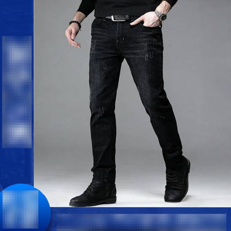 Trendy Brand Slim Fit Skinny Jeans Stretch Blue Black Korean Style Casual Trousers Midweight Cotton Long Pants for Wholesale