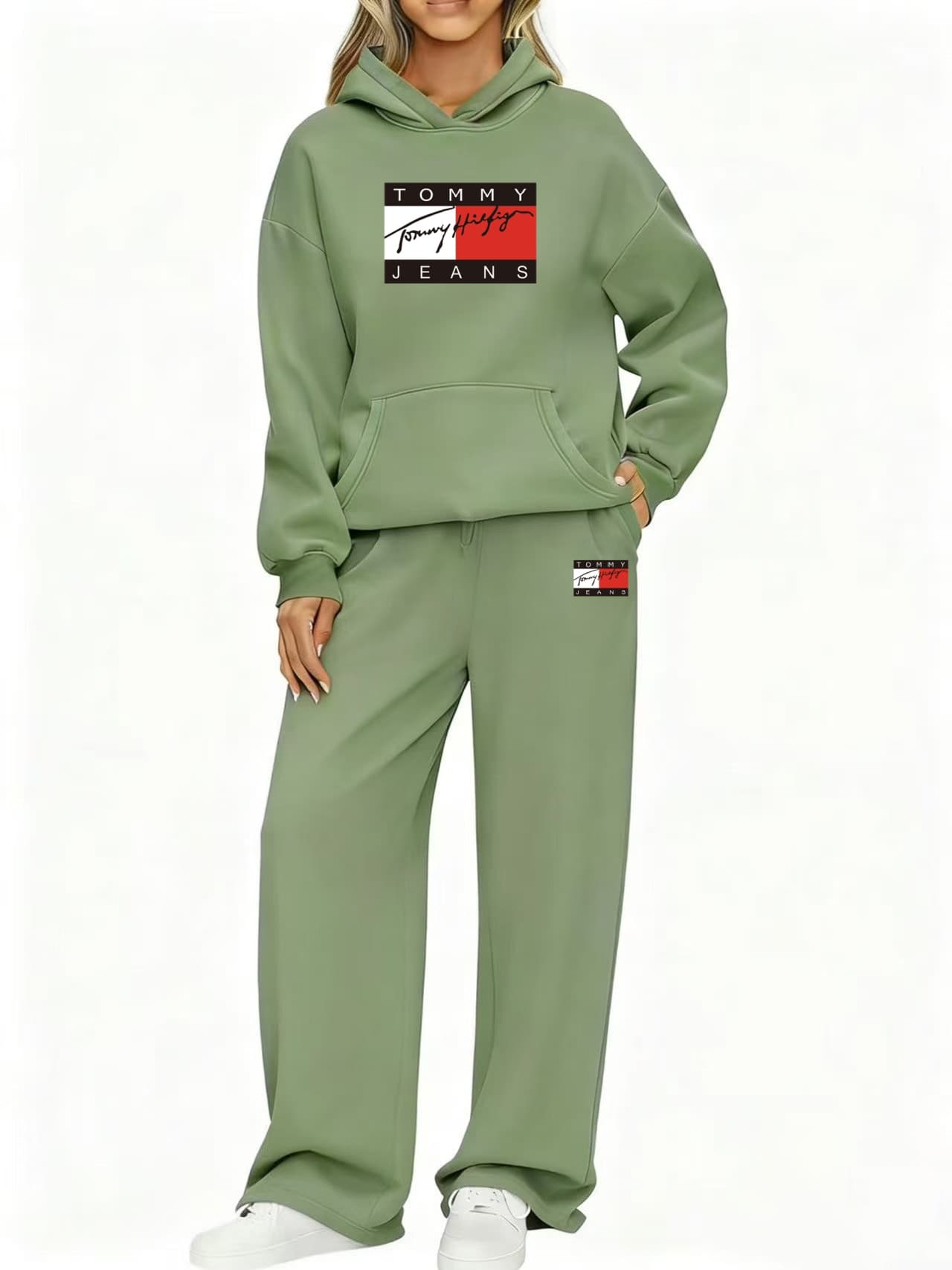 Ensemble de survêtement deux pièces pour femme, sweat à capuche et pantalon de jogging, coupe oversize, tenue décontractée brodée.