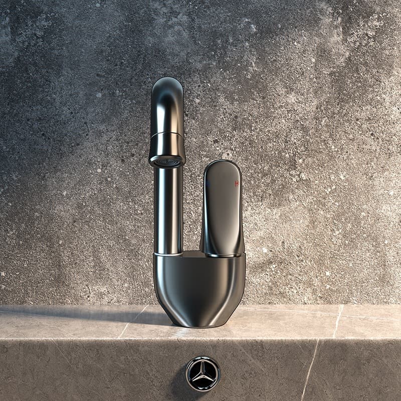 Home Furniture universal gun gray faucet basin rotating hot and cold water faucet wash basin all copper home bathroom cabinet creative