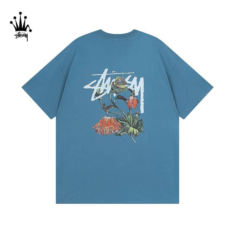 T-shirt à manches courtes en pur coton à imprimé floral Stussy
