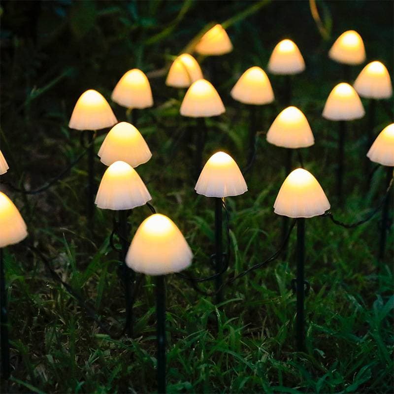 Solar Mushroom String Lights – 3M/5M/6.5M Outdoor LED Fairy Lights For Garden, Pathway, Camping (IP65 Waterproof, Remote Control)​