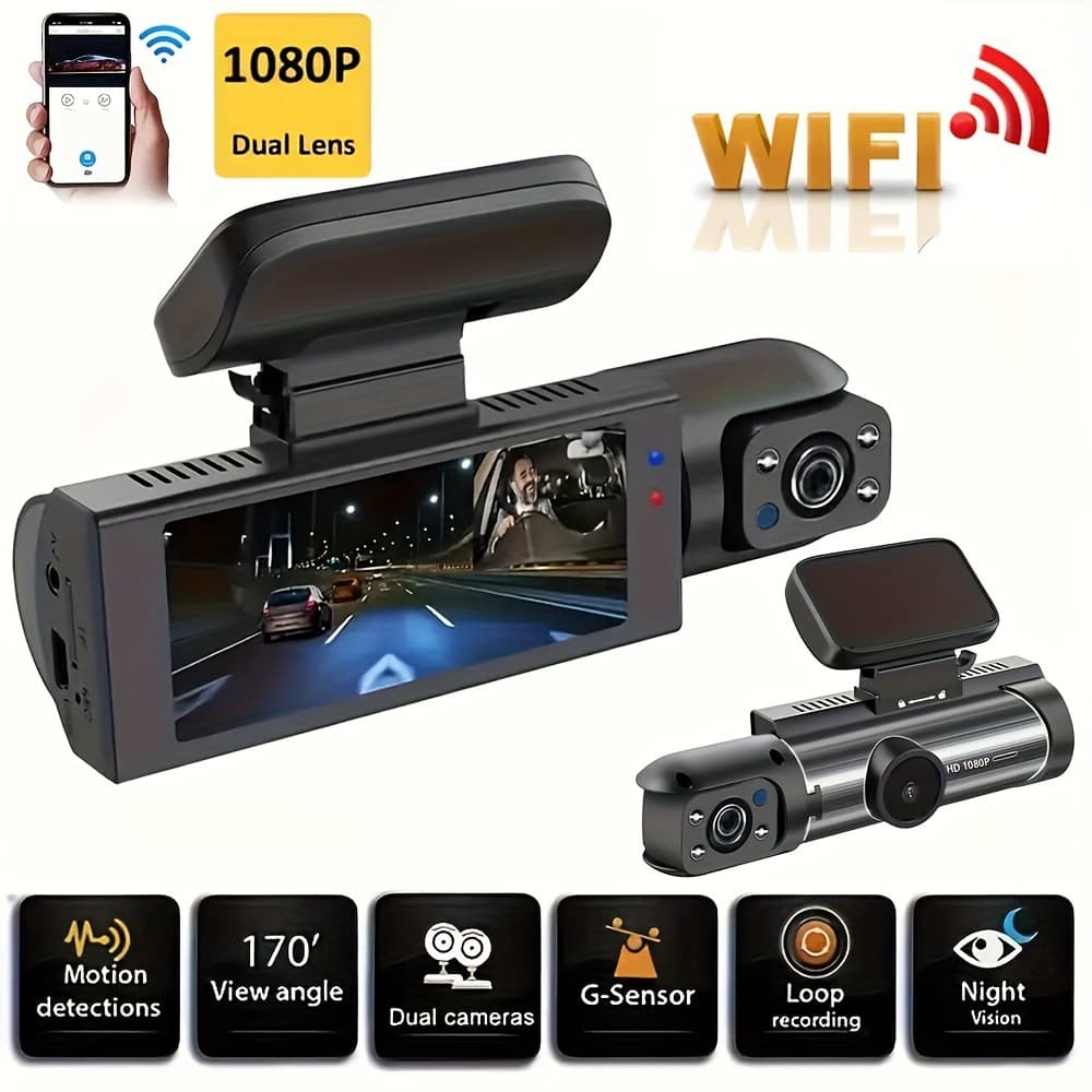Exclusive 2024 New WiFi Dash Cam HD Dual Lens Front And Rear 3.16