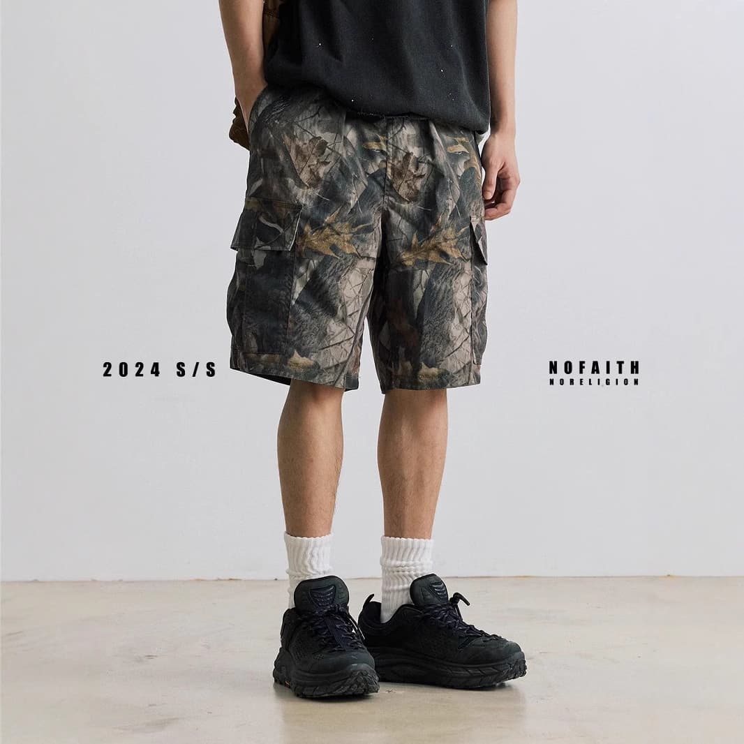Men's Clothing Summer Beach Shorts Men's Loose Casual Straight Shorts Camouflage Drawstring All Match Overalls Trend