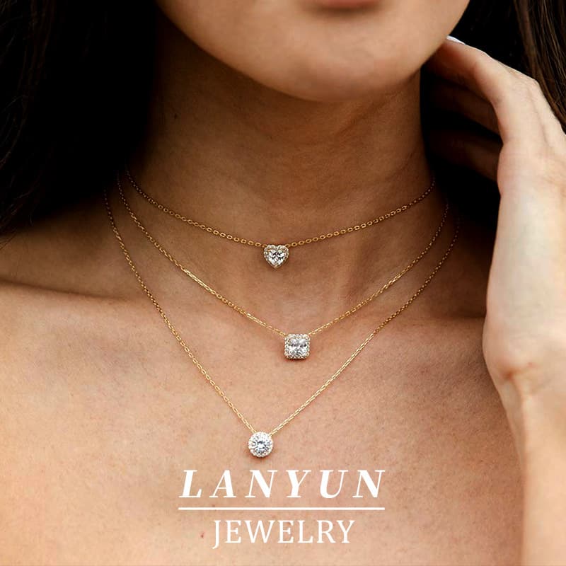 Geometric Zircon Necklace Simple And Versatile Niche Design Female Pendant Love Zircon Necklace