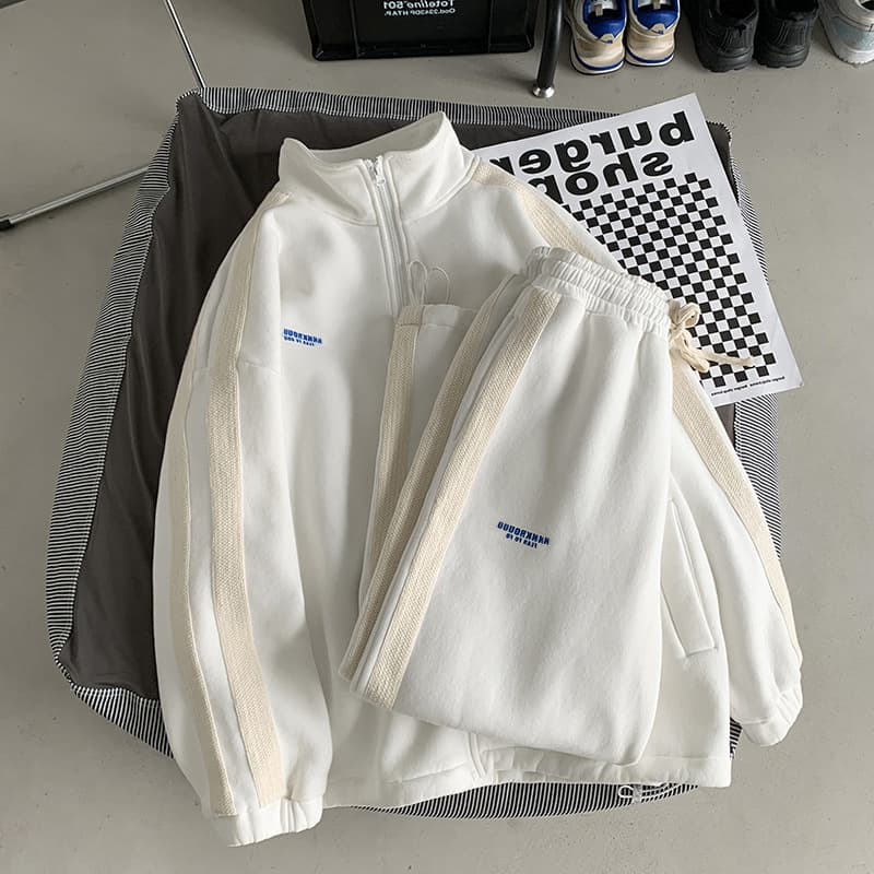 Men's Clothing style street suit spring and autumn loose trend ins sweater long sleeve trousers casual student sportswear two piece suit for men