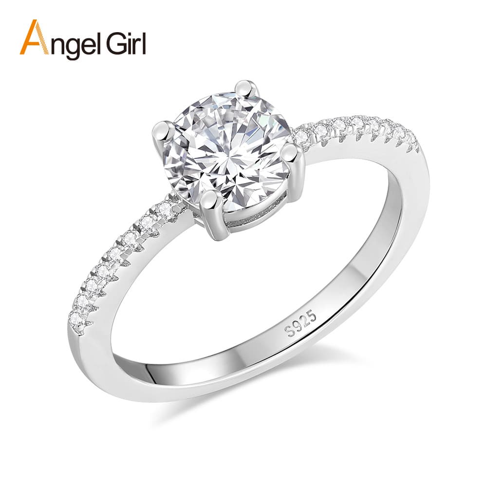 Women's Jewelry 1ct Moissanite Engagement Ring In 925 Sterling Silver, Elegant Solitaire Wedding Band For Women, Sizes 5-9