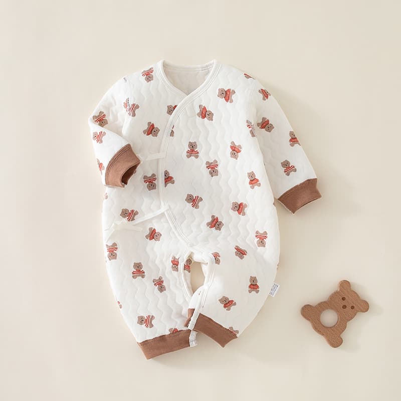 Baby Clothes Spring And Autumn Baby Underwear Three Layers Warm Lace-up Onesie Class A Boneless Clothing Baby Crawling Suit