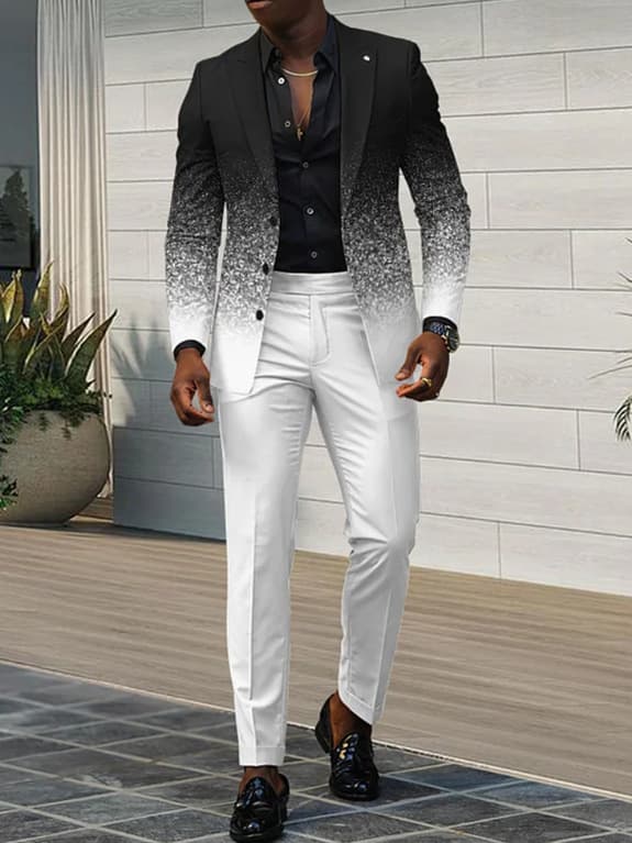 2023 Spring and Autumn New British Style Casual Gradient Suit Men's Trendy New Product Trousers Suit Men