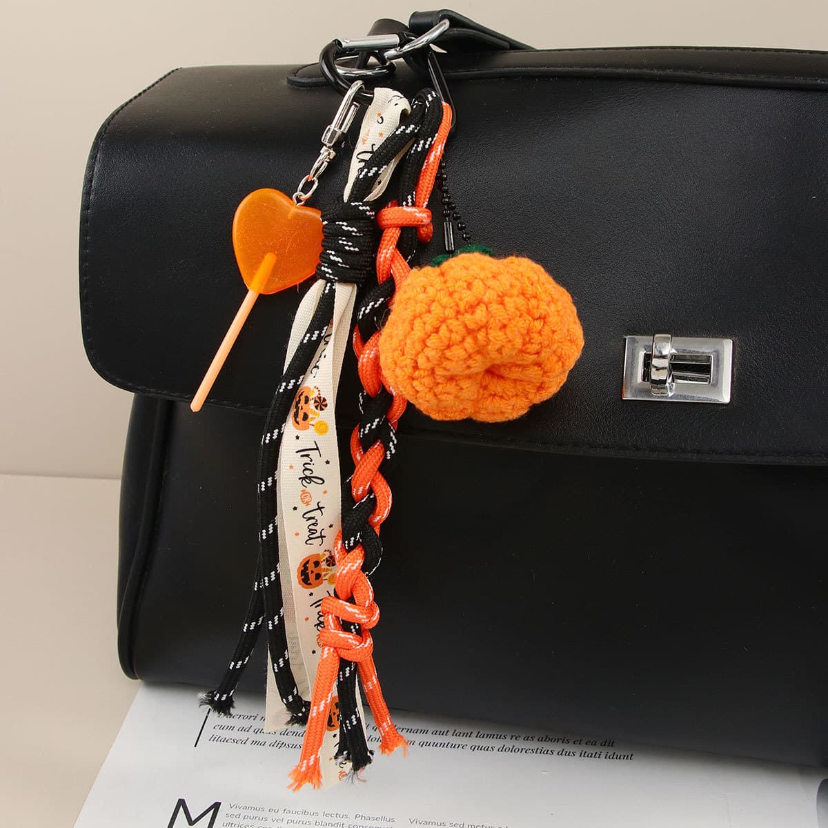 Halloween DIY Pumpkin Keychain Accessory - Cute Miu-Style Candy Lanyard For Bags, Backpacks, And Keys Lollipop Braided Rope Bag Pendant Keychain