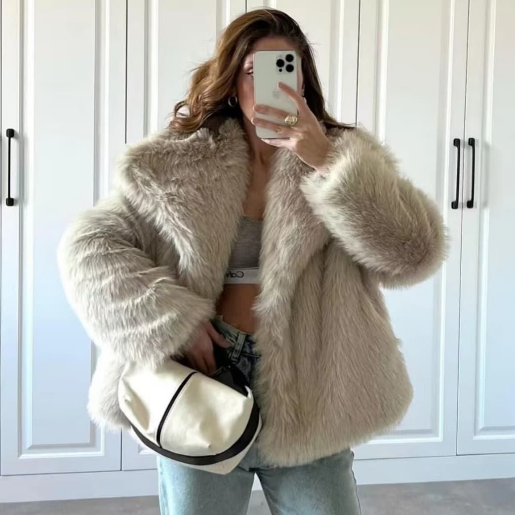 New Trendy European And American Fur Coat Autumn/Winter Brand Imitation Fur Coat Women's Big Collar Internet Red Fox Fur Coat