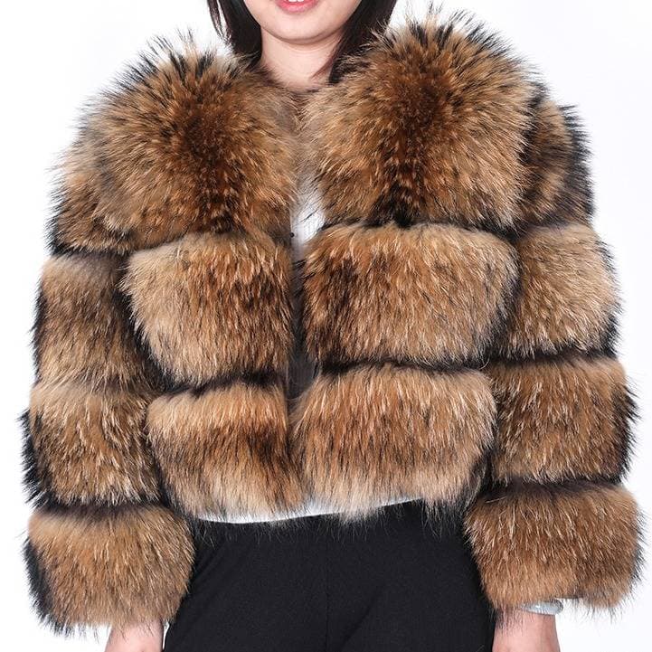 ​​Women's Faux Fur Jacket With Fox Fur Trim, Short Winter Coat, Elegant And Warm Outerwear For Fall And Winter​​