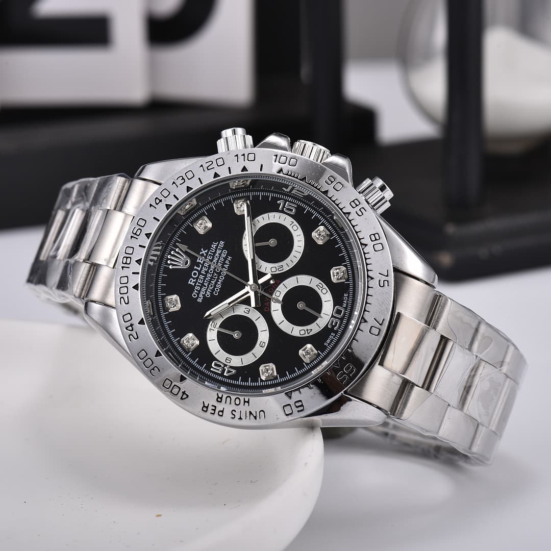 Montre de luxe pour homme Rolex, style business, à six aiguilles et cadran classique à trois sous-cadrans.