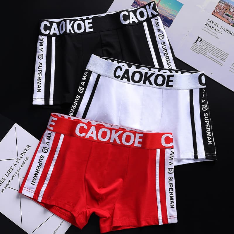 ​​"Men's Breathable Cotton Boxer Briefs – Soft & Comfortable (White/Black/Red/Gray)"​​