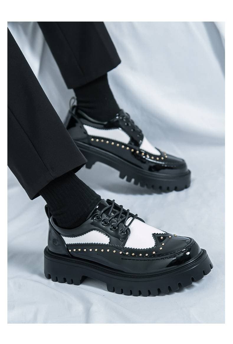 Men's Leather Dress Shoes With Brogues, Thick Soles, Suitable For Business And Casual Wear, Trendy And Versatile, Comfortable And Stylish