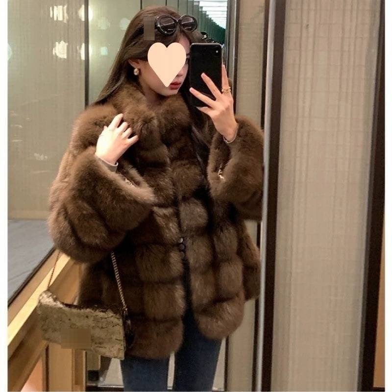 Luxury Mink Coat – Mid-Length Winter Jacket | Elegant & Stylish | S-L Sizes | Café Mink Color