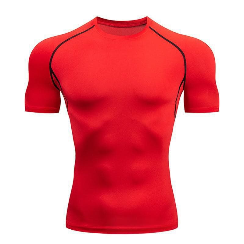Men's Clothing Fitness Short Sleeve Sports Running Tight Round Neck T Shirt Basketball Football Compression Quick Drying Clothes