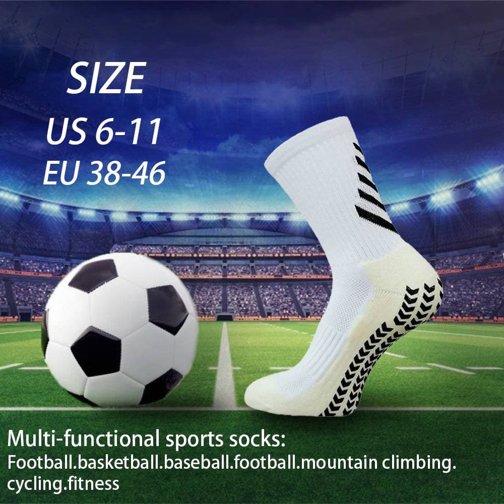 Men's Soccer Socks - Mid-Calf With Non-Slip Towel Sole & Glue Grip (Thick, Durable Training Socks, Breathable Cotton Blend)​