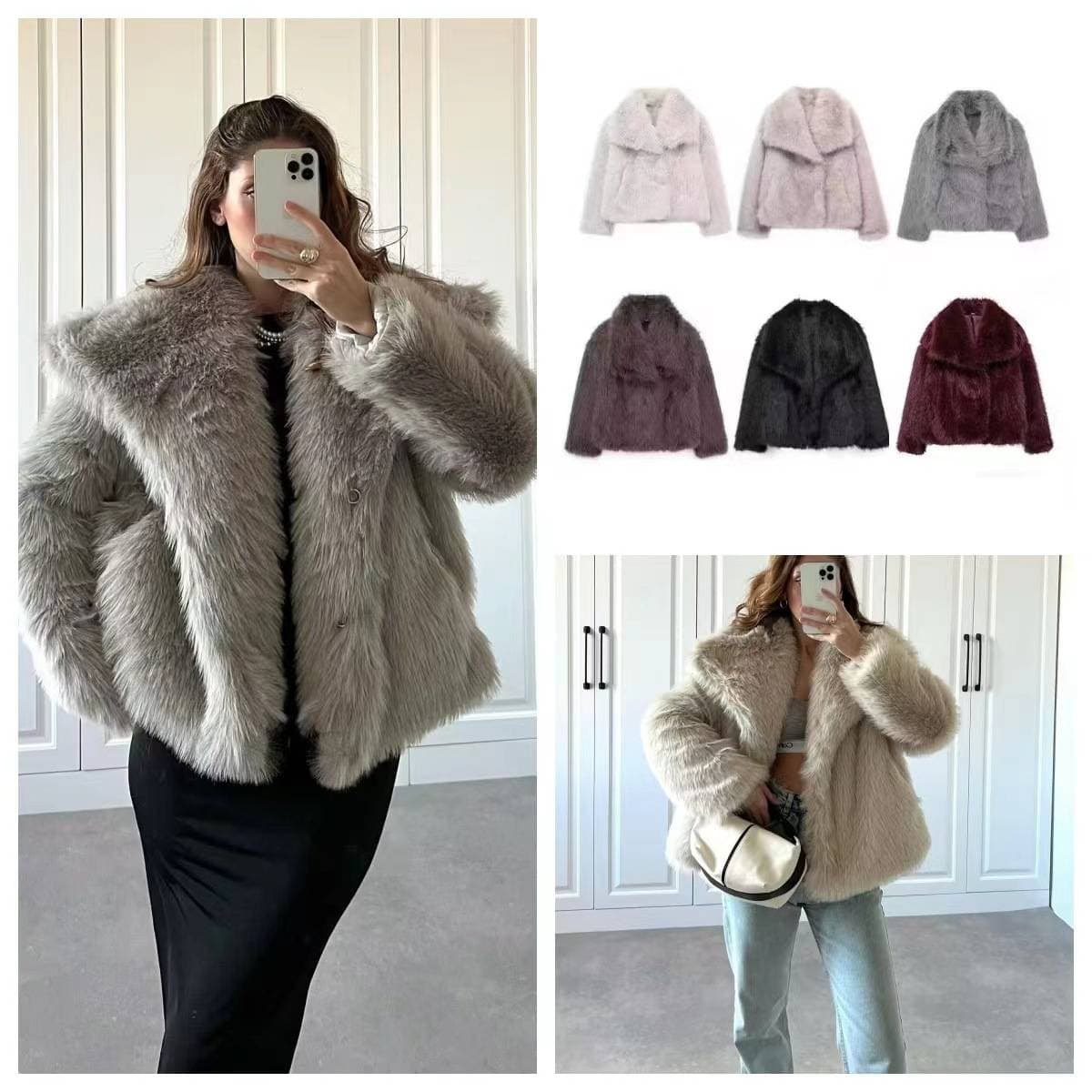 Women's Winter New Artificial Fur Effect Short Jacket