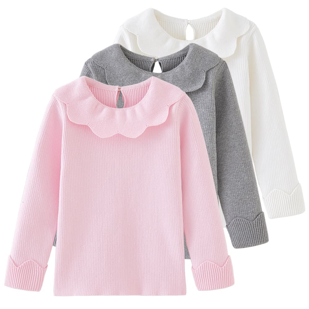 Children's Crew-neck Girl's Sweater Spring And Autumn Lapel Children's Knitted Undercoat Sweater