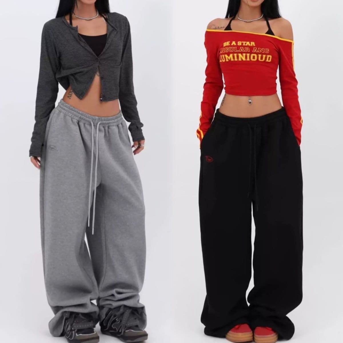 Street Jazz Dance Pants – Baggy Hip Hop Sweatpants For Women (S-2XL, Black/Gray, Korean Oversized, Breathable Poly-Cotton, Non-Restrictive)
