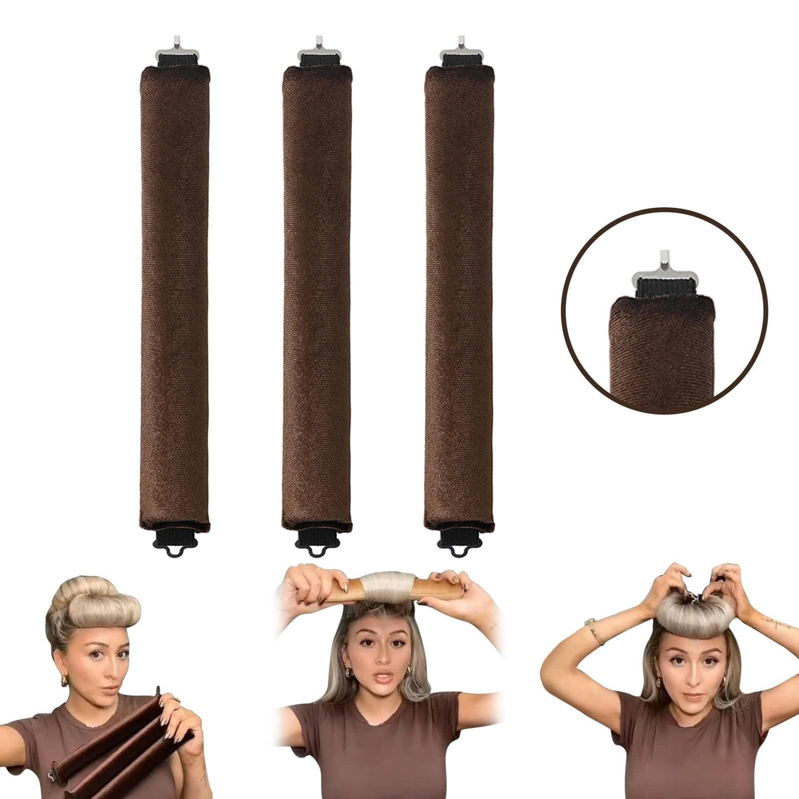 New rubber heat-free curling iron 3 hooks curling artifact big wave curling tool sleeping curling iron