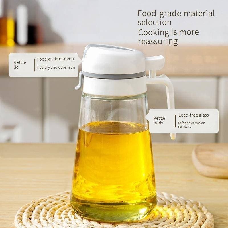 Glass Oil Dispenser Bottle - Leak-Proof Kitchen Cruet For Olive Oil Vinegar & Soy Sauce (Drizzling Spout Non-Slip Base Dishwasher Safe)​