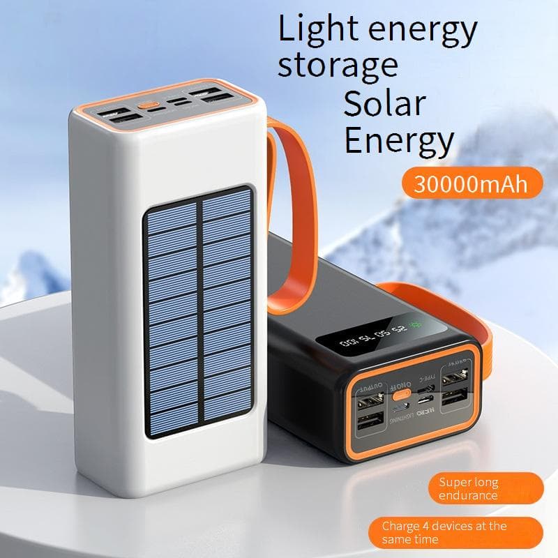 Solar Power Bank 20000mAh Portable Charger With Camping Light, Fast Charging, Waterproof For Outdoor Travel, Hiking, Camping, Emergency