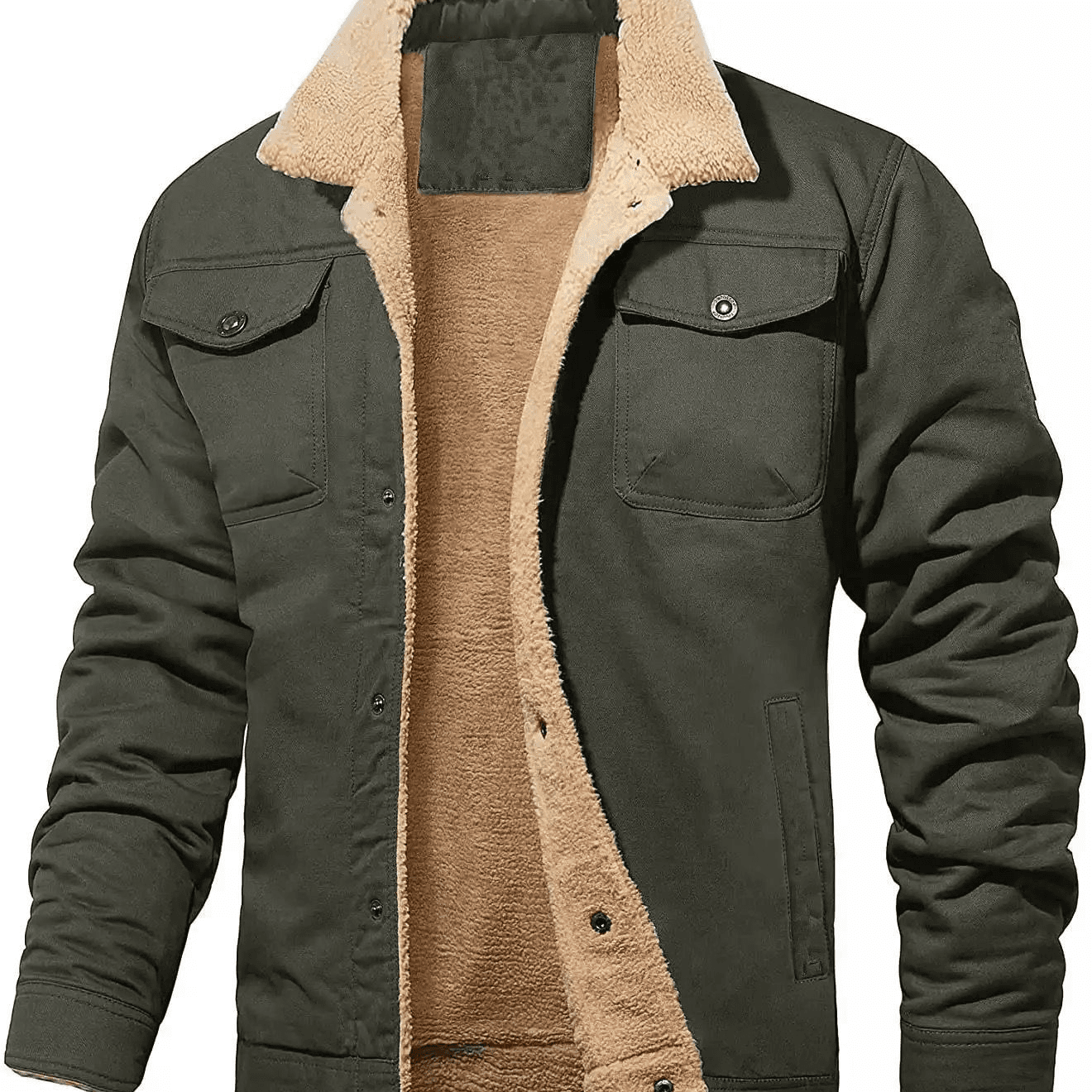 Men's Clothing Jacket With Fleece-cotton Cargo Casual Jacket Jacket