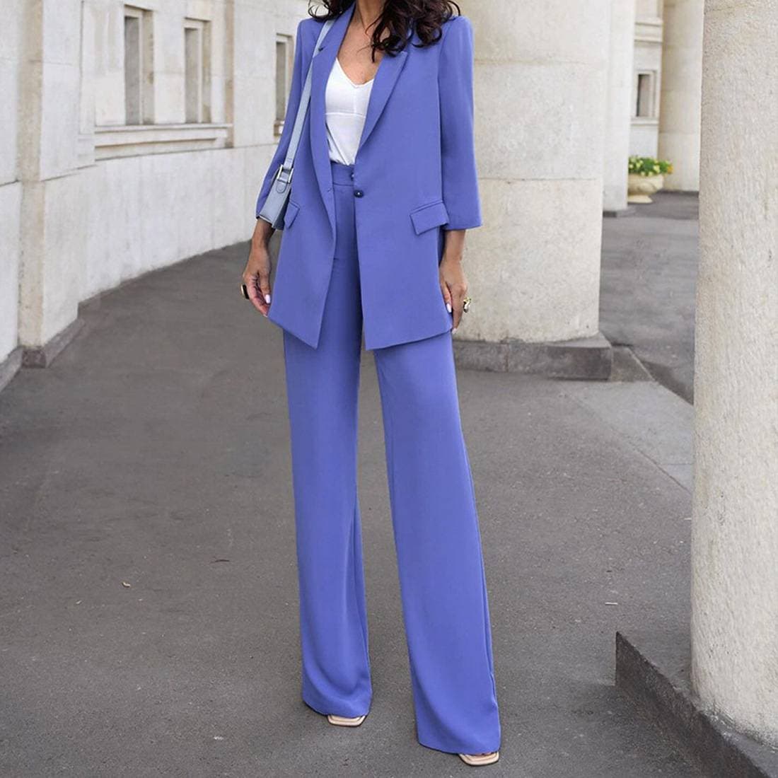 Suit Set Autumn And Winter New Style Solid Color Commuter Sense Small Suit High Waist Trousers Two-piece Suit