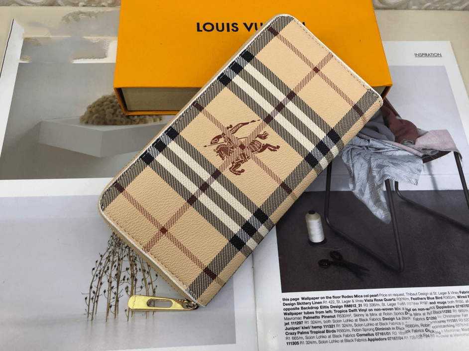 Collection à carreaux classiques - Portefeuille long zippé style rétro britannique - Sac à main pour femme, idéal au quotidien