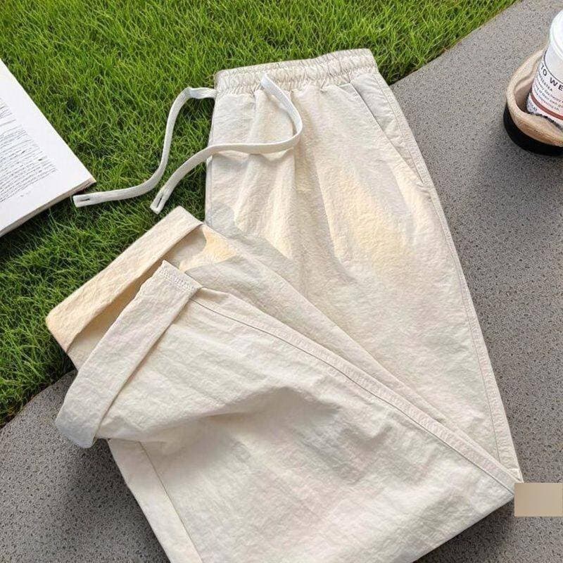 Men's Summer Thin Cotton Linen Casual Pants Straight Leg Loose Long Trousers Cargo Sports