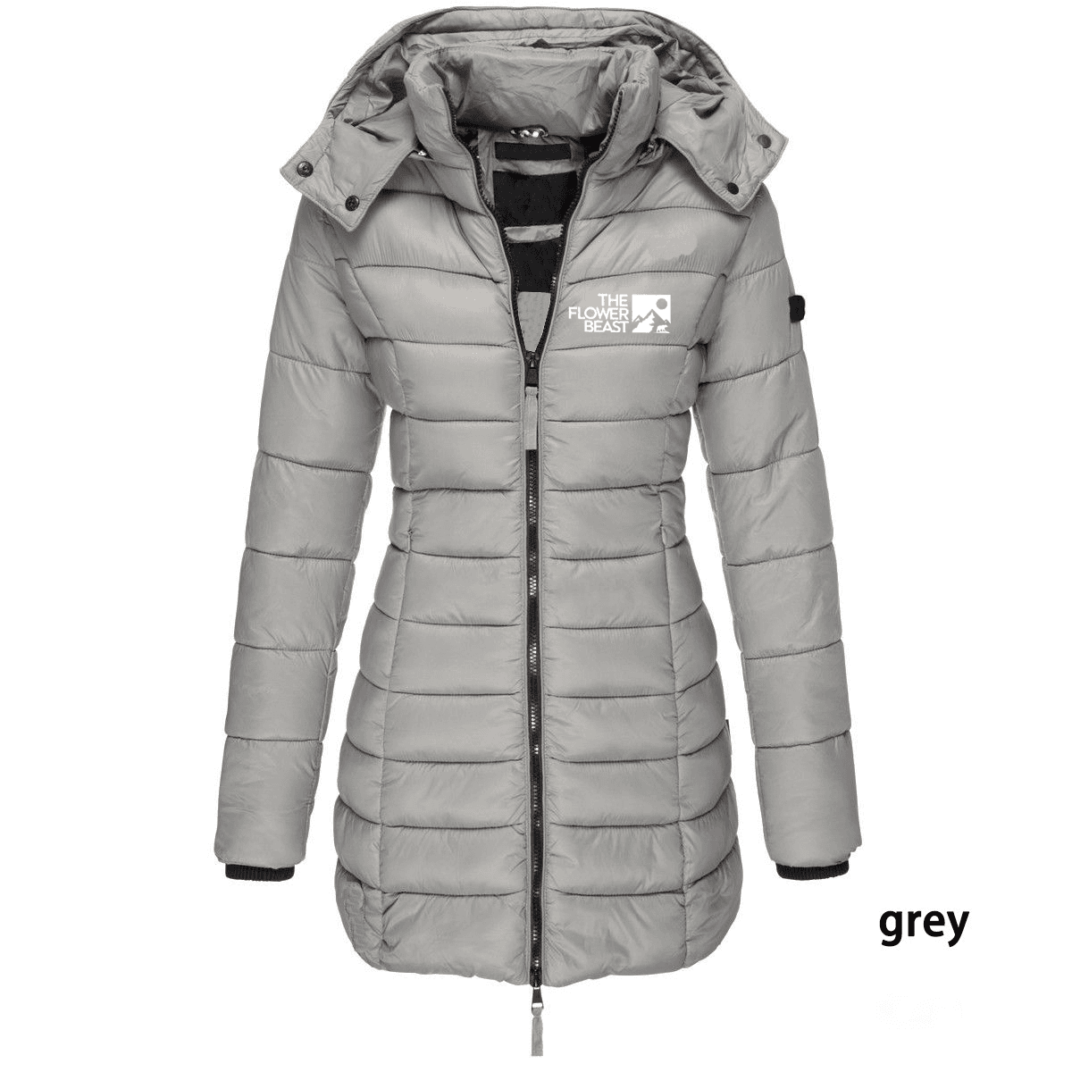Veste d'hiver matelassée en coton pour femme, taille européenne, coupe ajustée, chaude, couleur unie, capuche, longueur mi-longue, imprimée - 2