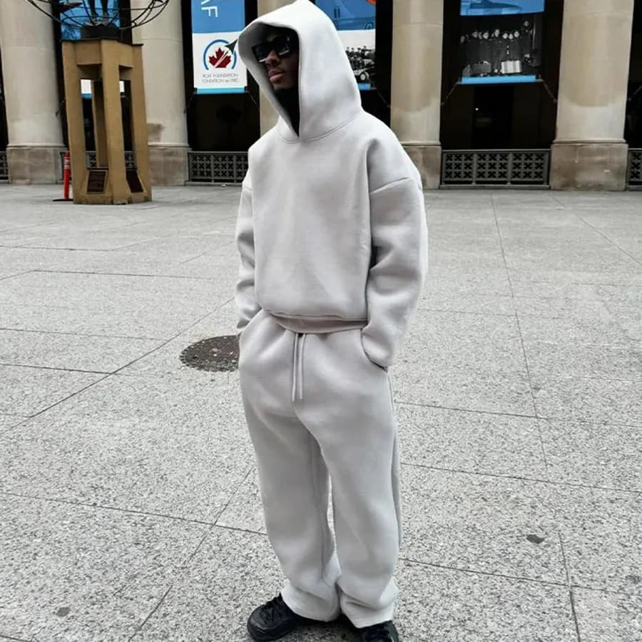 Designer Men's Hoodies Casual Solid Couple's Hooded Sweatshirt And Loose Sweatpants 2 Piece Suit Male Autumn Fiess