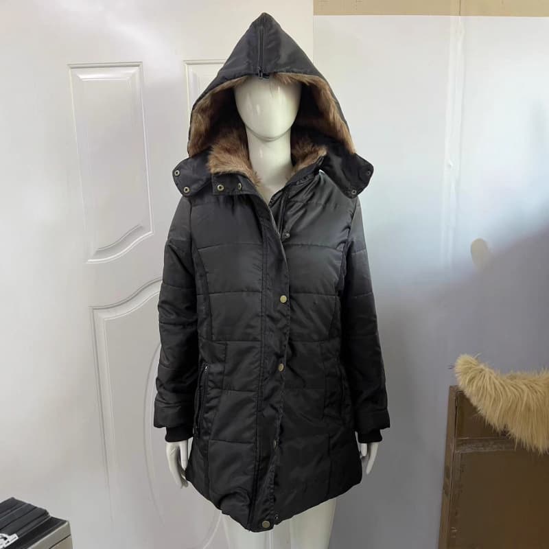 Vêtements pour femmes nouveau manteau d'hiver chaud en coton avec col en fourrure pour femme manteau en coton slim à manches longues avec fermeture