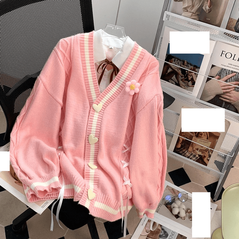 Women's Clothing Sweet college style sweater coat women's loose lazy style autumn and winter new design tops knitted cardigan women
