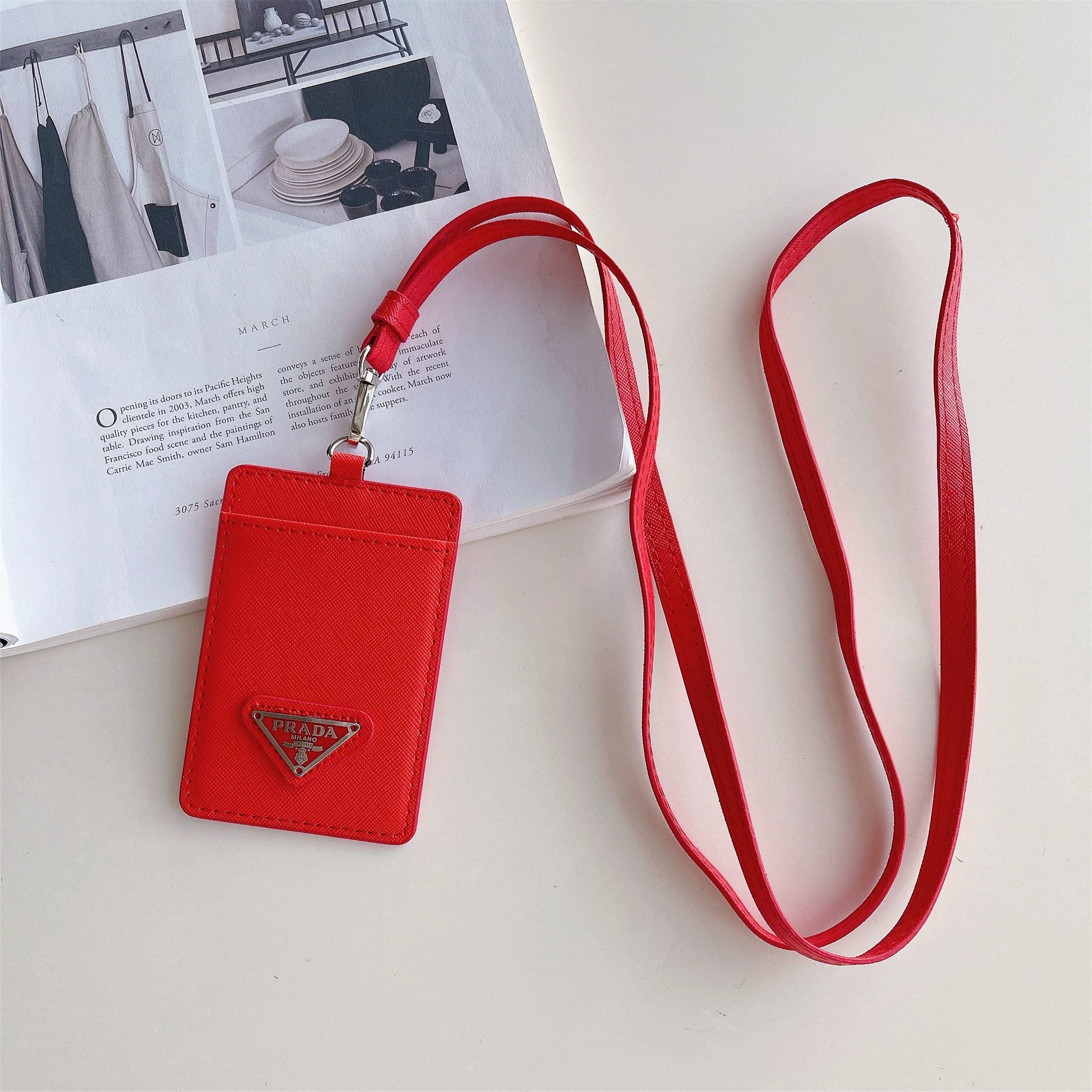 Véritable porte-cartes avec cordon tour de cou et porte-cartes en métal de qualité supérieure pour femme