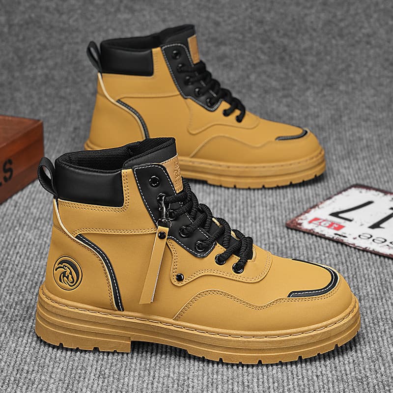 25 Martin Boots, Men's High-top Yellow Boots, Men's Thick-soled Short Boots, Trendy Shoes