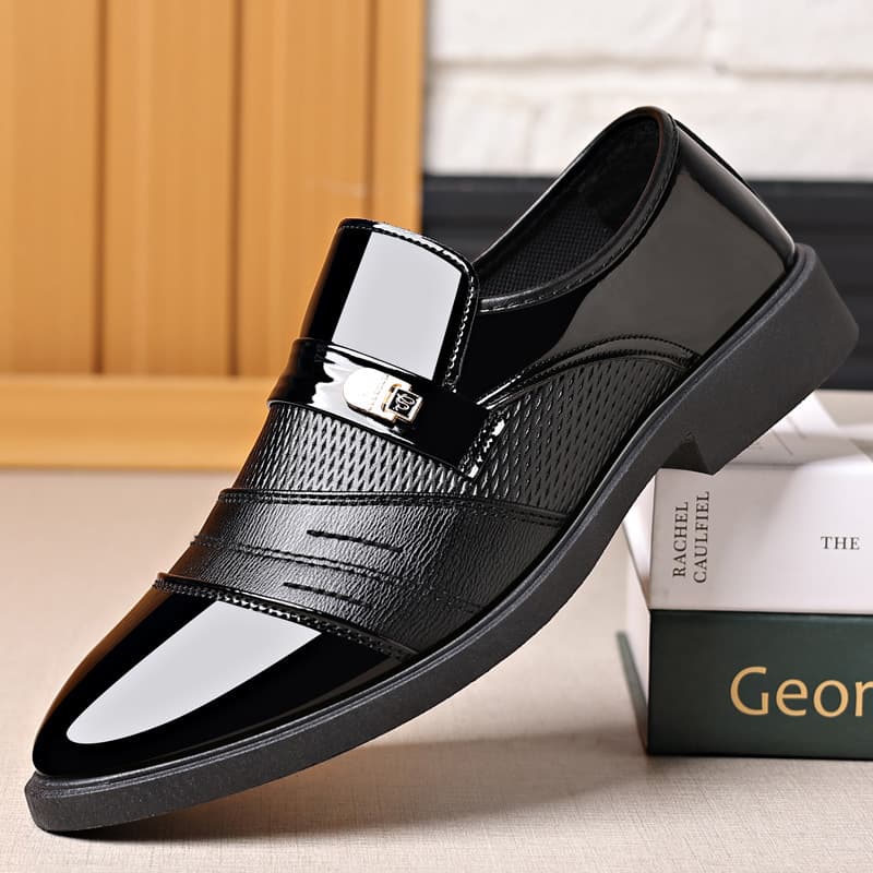 2025 Men's Shoes, Shiny Leather Shoes, Men's Casual Shoes, Business Formal Shoes, Large-sized Versatile Mirror Shoes
