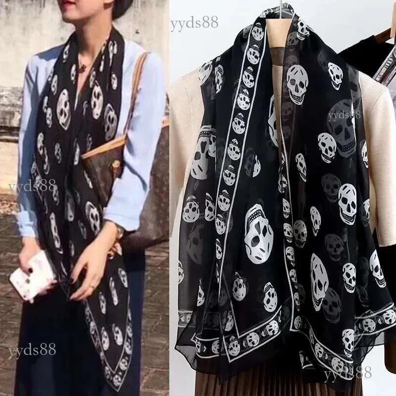 6 Colors Skull Scarf For And Men Good Quality 100% Pur Silk Satin Fashion Women Scarves Pashmina Shawls