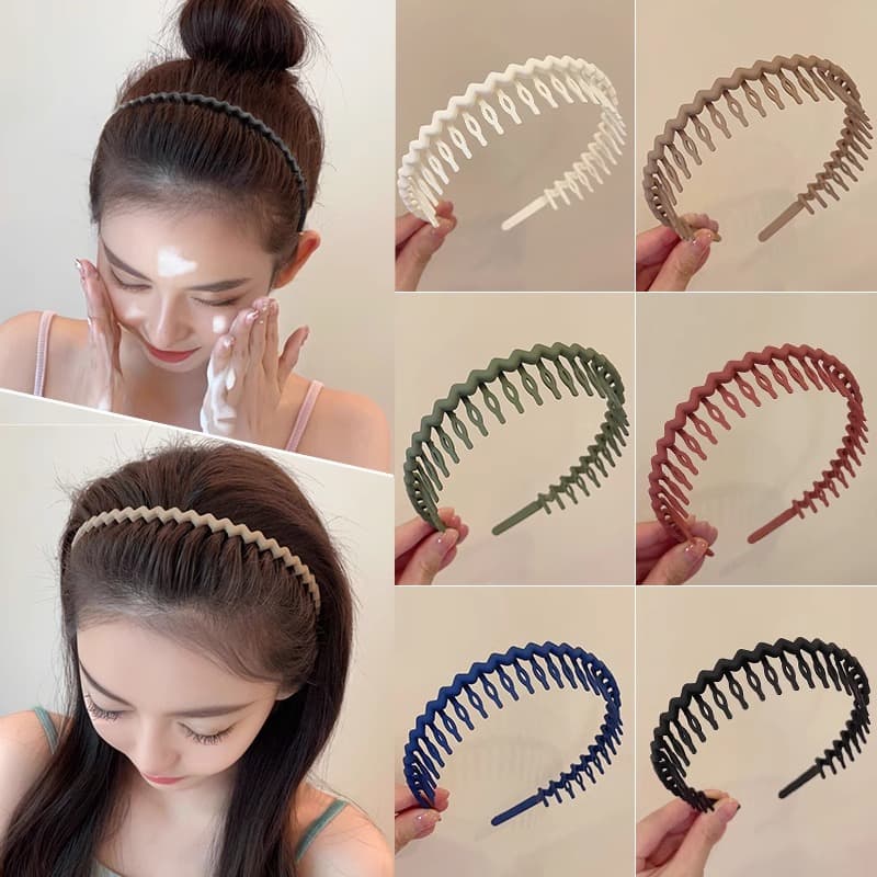 2/3pcs Plastic Teeth Headbands Candy Color Wavy Headband With Combs Non-slip Thin Bands for Women Girls Hair Accessories