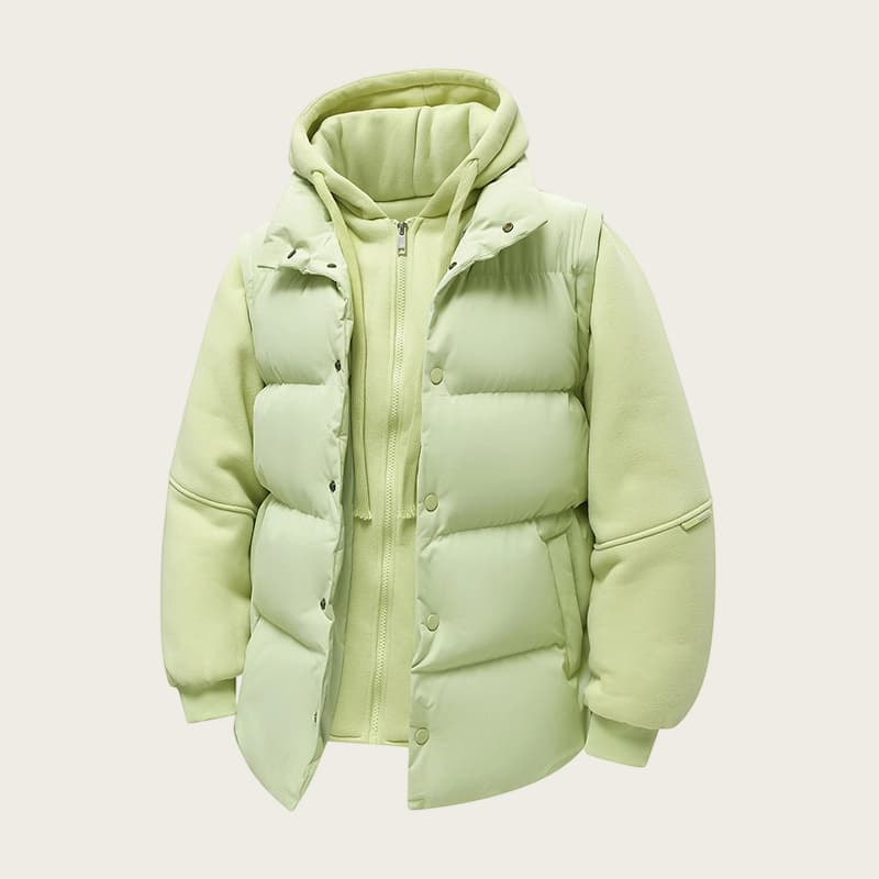 Unisex Color Block Hooded Fleece Jacket - Thickened Winter Coat With Zip-Up Design, Casual Pullover For Men & Women