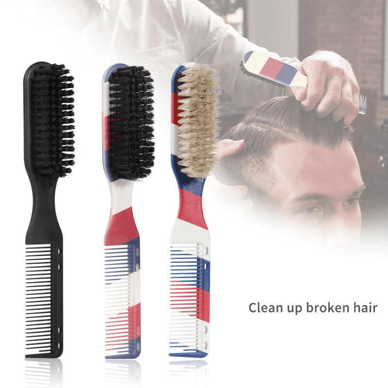 Hairdressing Dual Purpose Comb Brush Men's Oil Head Texture Comb Horse Hair Beard Styling Comb Hair Cutting Cleaning Brush