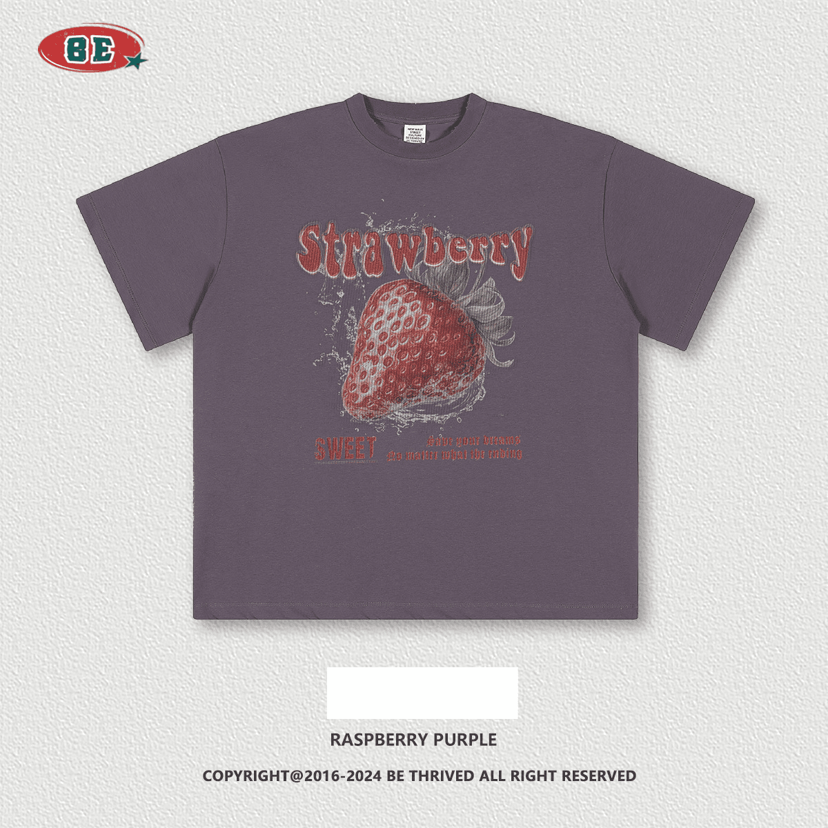 Man's clothing Quick drying fabric strawberry print round neck short sleeve loose fashion cool T-shirt man