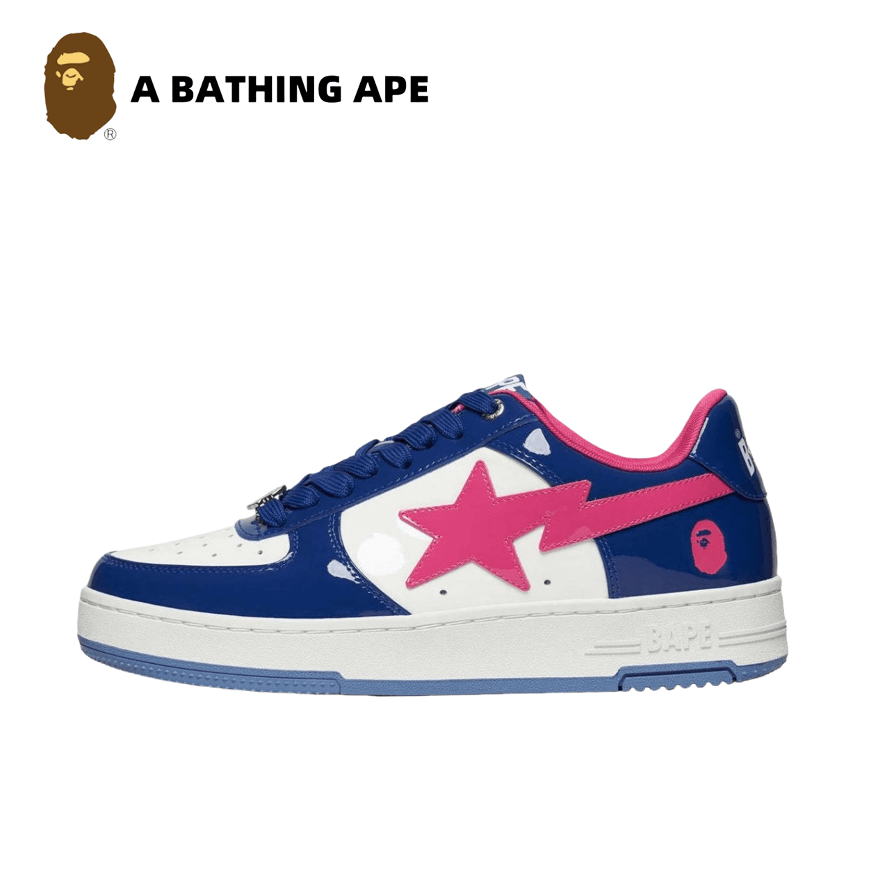 A BATHING-APE Classic Lacquer Leather Double Splicing Trendy Fashion Board Shoes Air Force No.1 Board Shoes Men's And Women's Same Style
