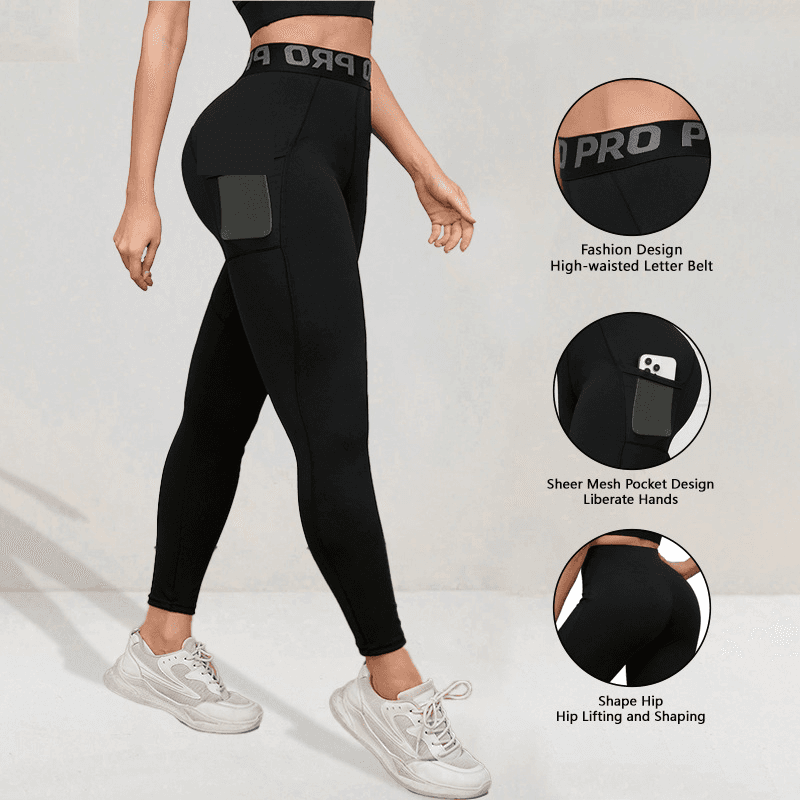 Women's Clothing Fitness Trousers With Pockets Running Training Sports Elastic Perspiration Quick Drying Tights
