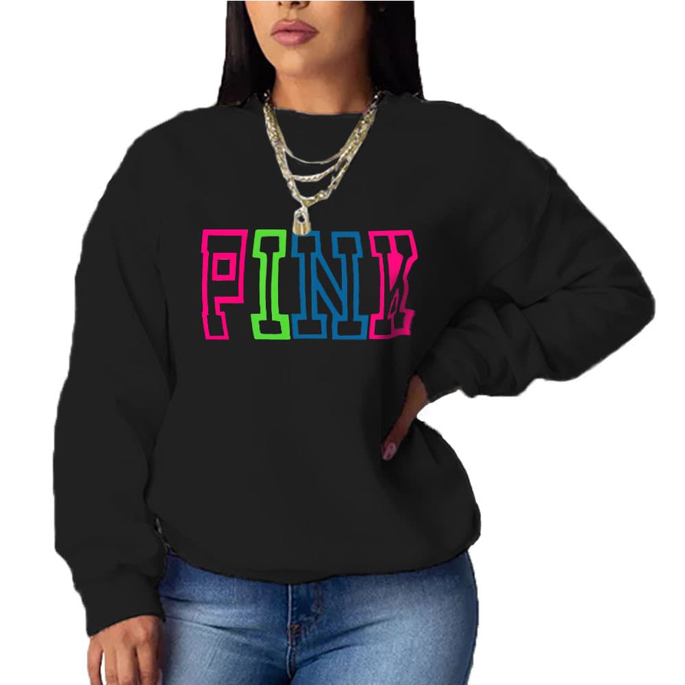 Women's Fashion Print Headless Casual Loose Long-sleeved Hoodie
